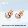 EWYA Lunetta rotonda 0.3/0.5CT Orecchini Moissanite per donna S925 Placcato argento 18K Oro rosa Pass Diamond Test Bubble Ear Studs