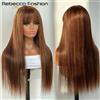 Rebecca Youth Rebecca Evidenzia P4/30/27 Parrucche per capelli umani Dritto con frangia Frangia Parrucche diritte brasiliane per capelli umani Parrucche complete fatte a macchina