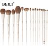 BEILI 15 pezzi set di pennelli per trucco pennelli per capelli sintetici beige fondotinta contorno ombretto eyeliner fard pennello per evidenziare