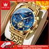 OLEVS Orologio da uomo di marca di lusso Classico scala romana Design volano Fasi lunari Orologio al quarzo impermeabile per uomo Originale 2856