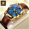 OLEVS 2872 Orologi da uomo d'affari di marca Moda cinturino in pelle impermeabile orologio al quarzo luminoso per uomo orologio da polso originale data