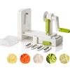 LMETJMA Affettatrice per Spiralizzatore di Verdure 5 in 1 Rotary Formaggio Trituratore di Verdure Grattugia Pieghevole Pasta Verdura Spaghetti Maker JT319
