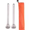 Tiartisan Titanio Manico lungo Cucchiaio Spork Posate Stoviglie ultraleggere Stoviglie portatili per esterni Attrezzatura da campeggio