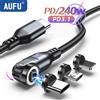 AUFU Cavo magnetico di tipo C AUFU da 240 W PD3.1 Supercharge per MacBook PC Samsung Xiaom iPhone 5A Cavo di ricarica magnetico USB-C a ricarica rapida