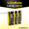 liitokala 1-24 pezzi LiitoKala USB-T36 1.5 V AA 2400 mAh batteria ricaricabile agli ioni di litio per mouse con telecomando piccolo ventilatore Batteria giocattolo elettrico