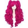 HAIRJOY Capelli sintetici Ondulati Rosa Parrucca coda di cavallo per Jean Gioco Cosplay Principessa Anime Parrucche con trecce di capelli Frangia Parrucca di Halloween