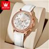 OLEVS 9933 Orologi da donna Orologio da polso al quarzo con diamanti di marca di lusso Orologio da donna multifunzione con cinturino in pelle luminosa impermeabile