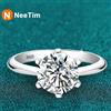 NeeTim 1-5CT Anello Moissanite Lab Anello Solitario con Diamanti per Le Donne S925 Argento Festa di Fidanzamento Fascia di Nozze Gioielli Certificati