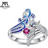 ANU JEWEL AnuJewel Moissanites Phoenix Fedi nuziali Anello Classico di montagne e mari Anello da sposa con ali in argento sterling 925 per ragazze