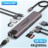Lemorele 10 in 1 USB C HUB Docking Station Tipo C Adattatore 4K@60Hz HDMI 100W PD RJ45 1000Mbps Ethernet Slot SD/TF per Mac Laptop