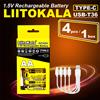 liitokala 4 batterie agli ioni di litio LiitoKala ricaricabili tramite USB-C ad alta capacità, batterie AA e AAA per telecomando, mouse, dispositivi elettrici