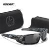 KDEAM Occhiali da sole da pesca da uomo KDEAM con design completamente nero, materiale durevole, occhiali da sole fotocromatici e da guida notturna, custodia con teschio