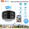 tuya（安全防护） Tuya Smart 4MP 2,5K Doppia lente Ampio largo 180 ° Telecamera di sicurezza, telecamera esterna, con visione notturna a colori/sirene/telecamera IP per conversazione bidirezionale