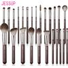 Jessup Set di pennelli per trucco 15/25 pezzi Pennelli per trucco marrone sintetico premium Fondotinta Ombretto Correttore Fard Eyeliner, T511
