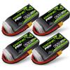 OVONIC Batteria Lipo OVONIC 4s 80C 650 mAh 14,8 V con XT30 per Aeromodelli RC, Quadricotteri, Elicotteri, Droni FPV da Corsa, Confezione da 4