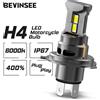 BEVINSEE H4 LED Moto Lampadina per fari 35W 6000LM Dimensioni alogene Luce per moto CANBUS Hi-Lo Fascio Turbofan Super luminoso 6000K 12V