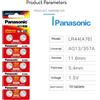Panasonic Batteria a bottone originale Panasonic LR44 LR41 LR1130 AG13 AG10 189 L1154 A76 357A LR44 per giocattoli e lampade per bambini