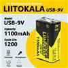 liitokala 1-40 pezzi LiitoKala USB-9V 1100mAh batteria ricaricabile agli ioni di litio carica di tipo C per multimetro microfono giocattolo telecomando uso KTV