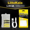 Liitokala USB-T36 Batteria ricaricabile agli ioni di litio da 1,5 V AA 3600 mWh Batteria da 1200 cicli di tipo C AA 2400 mAh con cavo USB 4 in 1