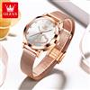 OLEVS 5189 Orologio da donna Orologio da polso al quarzo Orologio alla moda casual per donna Cintura in maglia luminosa impermeabile Quadrante d'amore Scala zircone