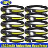 BALDR 1-10PCS Indicazione LED Lampada frontale Torcia frontale ricaricabile 1200mah Batteria incorporata Lanterna per fari da pesca da campeggio esterna