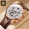 OLEVS 6658 Orologio da uomo Business cinturino in pelle Reloj scava fuori orologio da polso meccanico automatico orologio luminoso impermeabile per uomo