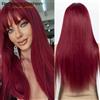 Rebecca Youth Parrucche brasiliane diritte per capelli umani con frangia Burgendy indossare e andare 100% parrucche per capelli umani Remy parrucche piene fatte a macchina per le donne