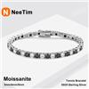 NeeTim Braccialetti Tennis Moissanite in Bianco e Nero per Donna Uomo Bracciale Hip Hop in Argento Sterling S925 Placcato in Oro Bianco