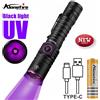 Alonefire Torcia UV a Luce Nera 365/395nm Ricaricabile per Rilevamento Inchiostro Invisibile, Urina di Gatto/Cane, Tinea, Minerali, Denaro, Scorpioni e Fluorescenza