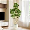 Kmitang 76 cm/115 cm Albero Ficus Artificiale Piante Tropicali Finte Ramo di Gomma di Plastica Foglie di Cuore Verde per la Decorazione Esterna del Giardino di Casa