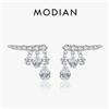 MODIAN Orecchini a bottone in argento sterling 925 con goccia d'acqua geometrica scintillante CZ per le donne Regali di gioielleria raffinata per fidanzamento di nozze