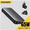 ESSAGER Caricatore da viaggio GaN ultra sottile Essager da 65 W Ricarica rapida 4.0 PD3.0 PPS Caricatore portatile di tipo C per iPhone Samsung MacBook Laptop