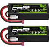 OVONIC Batteria Lipo OVONIC 2s 7.4V 6200 mAh 50C con Connettore T, Custodia Rigida, Celle Lipo per Auto RC, Elicottero, Camion, Barca, Aereo, Confezione da 2