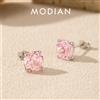 MODIAN Orecchini a bottone con zirconi scintillanti con taglio rosa romantico in argento sterling 925 per gioielli alla moda da donna