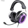 FIFINE Cuffie da gioco FIFINE RGB con audio surround 7.1 e doppia scheda audio per PC/PS4/5, cuffie over-ear con microfono staccabile - H13
