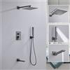 WJNMONE Sistema doccia nascosto grigio Set di rubinetti per doccia a pioggia a scomparsa per bagno cartuccia incorporata ruotare il beccuccio miscelatore per vasca da bagno a pioggia Set completo per vasca da
