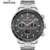 NORTH EDGE 2025 LONGWINGS Orologio al quarzo da uomo Cronometro ad energia solare Impermeabile 50M Orologio pilota luminoso in acciaio inossidabile completo 316