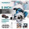 Yofidra Sega circolare elettrica efficiente senza fili da 5 pollici 125 mm 0 ° a 45 anni ° Taglio del legno regolabile per perno batteria Makita 18V