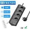 HITRENDS(电子) Prese a 4 vie protezione da sovratensione per ciabatta ue con 2 USB e 2 Type-C, presa multipla con interruttori indipendenti presa angolare