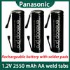 Panasonic AA 1.2V 2550mAh Batteria ricaricabile Ni MH Batteria Guscio verde Philips Rasoio elettrico Spazzolino da denti con capocorda di saldatura