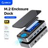 ORICO M2P11 USB C Display HUB con ventola di raffreddamento M.2 NVMe SATA SSD Custodia esterna 10 Gbps HDMI-Com RJ45 SD/TF Docking Station