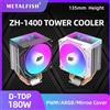 METALFISH ZH1400 CPU Cooler 4 HeatPipes 4PIN PWM Ventola ARGB silenziosa per Intel 1700 1200 115X 1366 2011 AM5 AM4 AM3 x99 x79