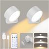 KDULIT Lampade da parete magnetiche a LED, luci da parete dimmerabili ricaricabili con telecomando, 360 ° Lampada da parete con rotazione per camera da letto