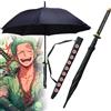 Bandai Ombrello Katana Anime Roronoa Zoro, Spada Parasole Nera a Manico Lungo, Coltello One Piece a Grandezza Naturale, Katana Giapponese, Spada, Ombrello Antipioggia