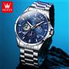 OLEVS 5538 Orologio al quarzo originale da uomo Cielo stellato Cronografo con fasi lunari Orologio da uomo con data automatica Orologi da polso luminosi impermeabili