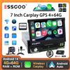 ESSGOO Autoradio ESSGOO 7 pollici 1 DIN Flip-Out, 4+64 GB, Carplay wireless, Android Auto, Bluetooth, schermo tattile, Android 14, lettore MP5, unità principale, SWC, GPS, fotocamera.