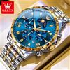 OLEVS 3653 Orologio da Uomo di Marca di Lusso, Orologio al Quarzo Multifunzione con Data Automatica, Timer, Impermeabile, Luminoso, con Fasi Lunari