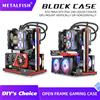 METALFISH BlockCase Custodia con telaio aperto in alluminio Supporto scheda madre ATX/M-ATX Montaggio GPU Armadietto da gioco con dispositivo di raffreddamento dell'acqua orizzontale 240