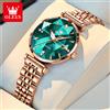 OLEVS 5536 Orologio al quarzo da donna Orologio da polso da donna di lusso in oro rosa con cinturino in acciaio con rombo in vetro Orologio da donna impermeabile con data automatica