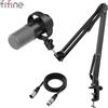 FIFINE Kit Microfono per Podcast FIFINE con Mixer Audio e Supporto per PC, Microfono da Studio per Registrazione e YouTube - K688/H8/Ampli1